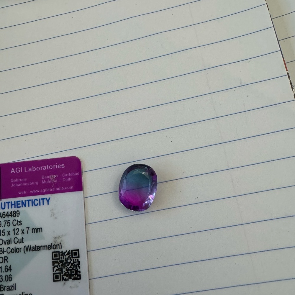 Oval Cut Purple and Blue Gemstone Watermelon Tourmaline
